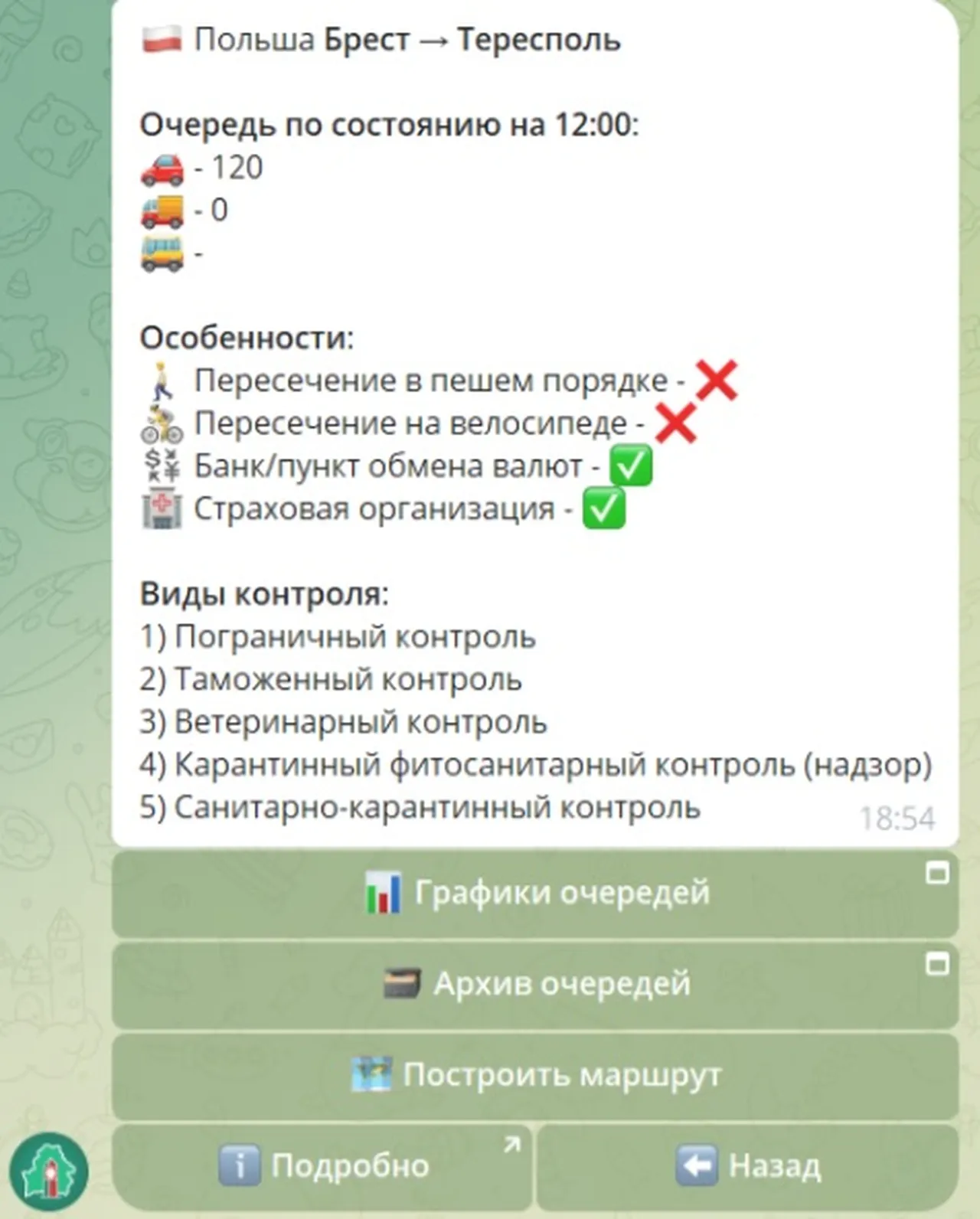 бот для пересечения границы