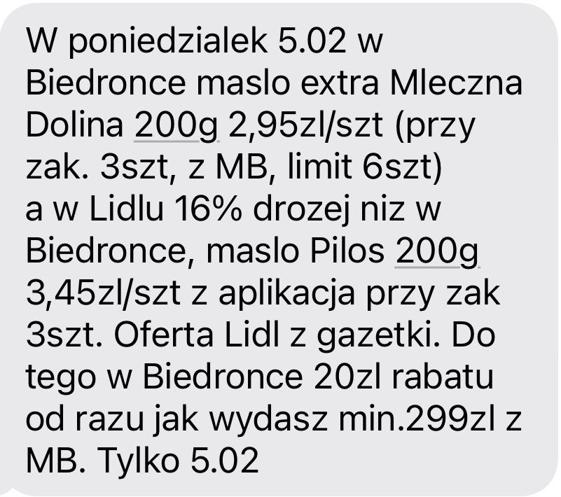 sms Biedronka 